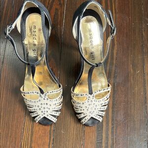 Madden Girl Black and Gold Studded Heels